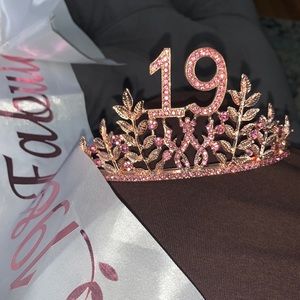 Crown and sash  19th Birthday Pink Princess